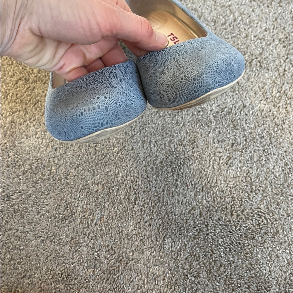 Pebble-textured light blue TSUBO pumps sz9.5 d’orsay skid proof made for comfort - Picture 6 of 10